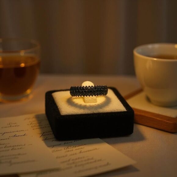 Stunning Black Moissanite Eternity Band – Size 6 – Bold, Elegant, Unforgettable - Picture 4 of 7